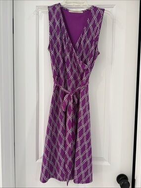 41 Hawthorn Purple Geo-Print Sleeveless Wrap Midi Dress